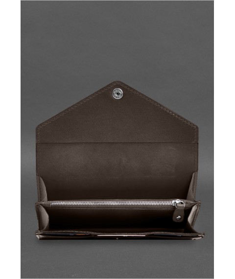 Leather clutch (purse) with button 5.0 Dark beige