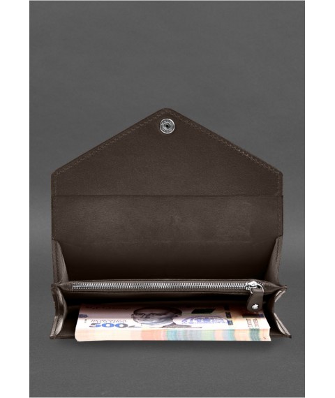Leather clutch (purse) with button 5.0 Dark beige