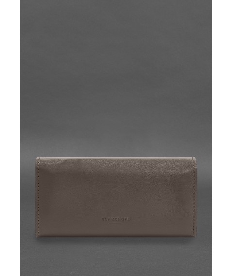 Leather clutch (purse) with button 5.0 Dark beige