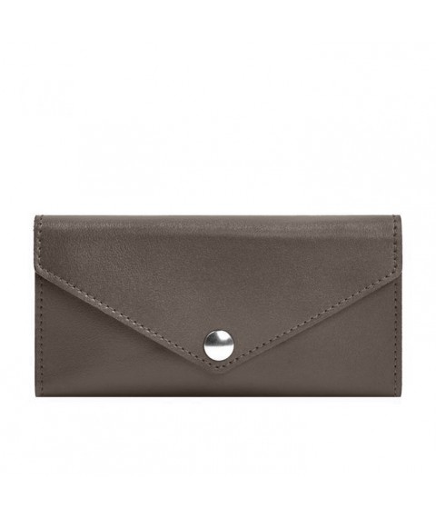 Leather clutch (purse) with button 5.0 Dark beige