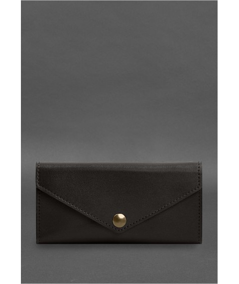 Leather clutch (purse) with button 5.0 Dark brown crust