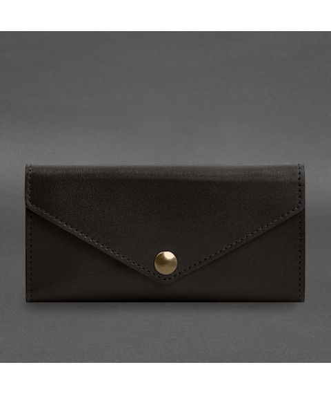 Leather clutch (purse) with button 5.0 Dark brown crust