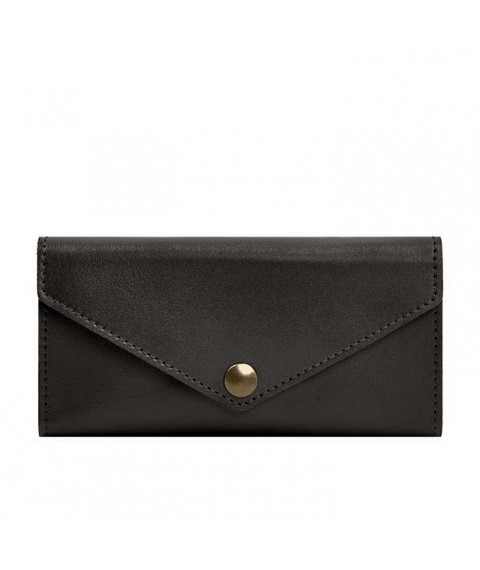 Leather clutch (purse) with button 5.0 Dark brown crust