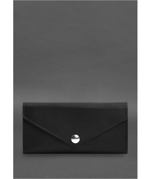 Leather clutch (purse) with button 5.0 Black crust