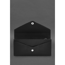 Кожаный  клатч (портмоне) на кнопке 5.0 Черный краст