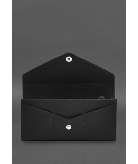 Шкіряний клатч (портмоне) на кнопці 5.0 Чорний краст