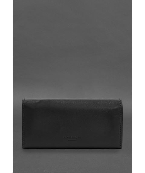 Leather clutch (purse) with button 5.0 Black crust