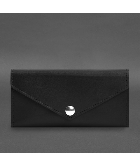 Leather clutch (purse) with button 5.0 Black crust