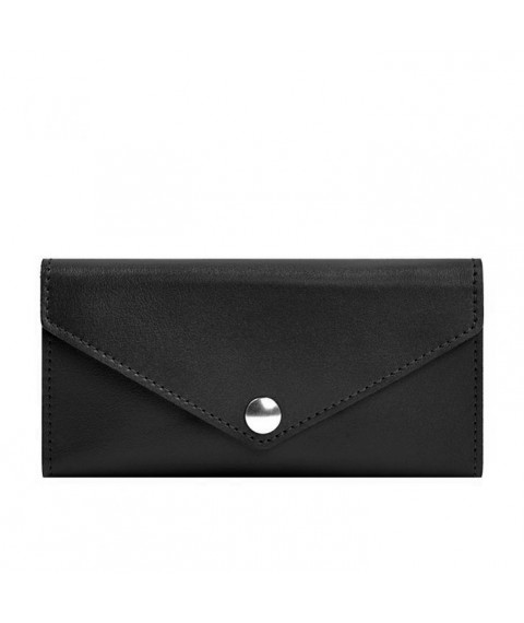 Leather clutch (purse) with button 5.0 Black crust