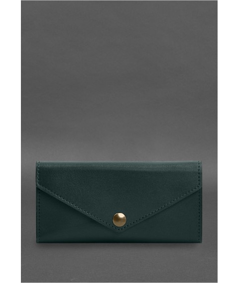 Leather clutch (purse) with button 5.0 Green crust