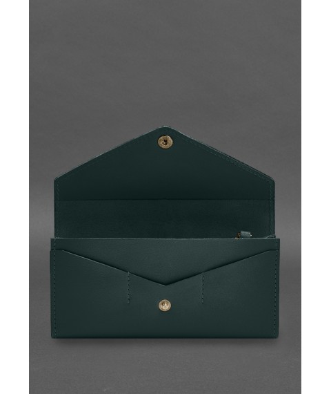 Leather clutch (purse) with button 5.0 Green crust
