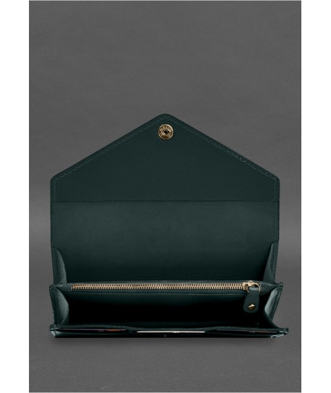 Leather clutch (purse) with button 5.0 Green crust