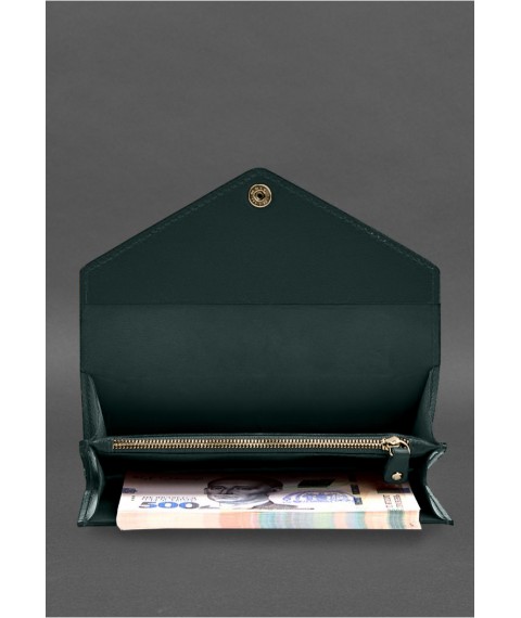 Leather clutch (purse) with button 5.0 Green crust