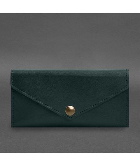 Leather clutch (purse) with button 5.0 Green crust