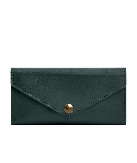 Leather clutch (purse) with button 5.0 Green crust