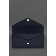 Кожаный  клатч (портмоне) на кнопке 5.0 Синий
