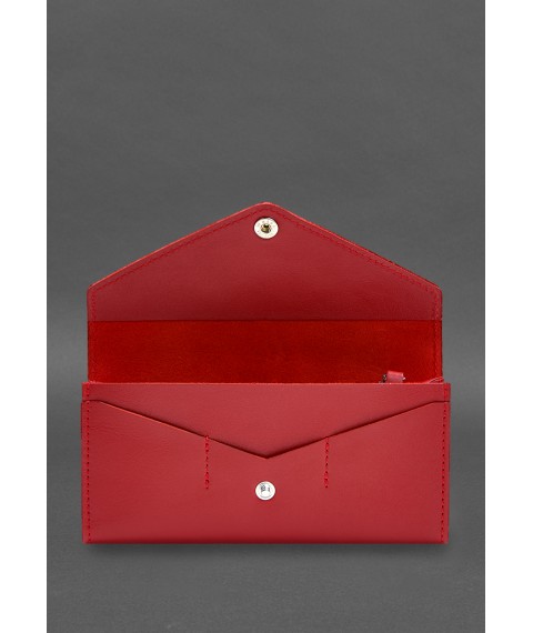 Leather clutch (purse) with button 5.0 red crust