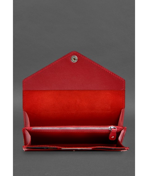 Leather clutch (purse) with button 5.0 red crust