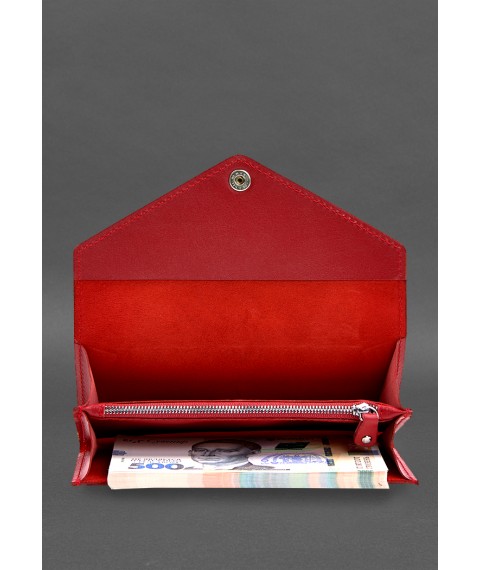 Leather clutch (purse) with button 5.0 red crust