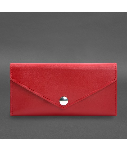 Leather clutch (purse) with button 5.0 red crust