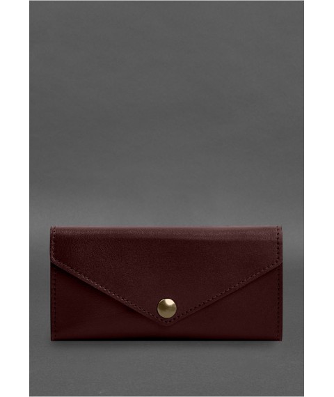 Leather clutch (purse) with button 5.0 Burgundy