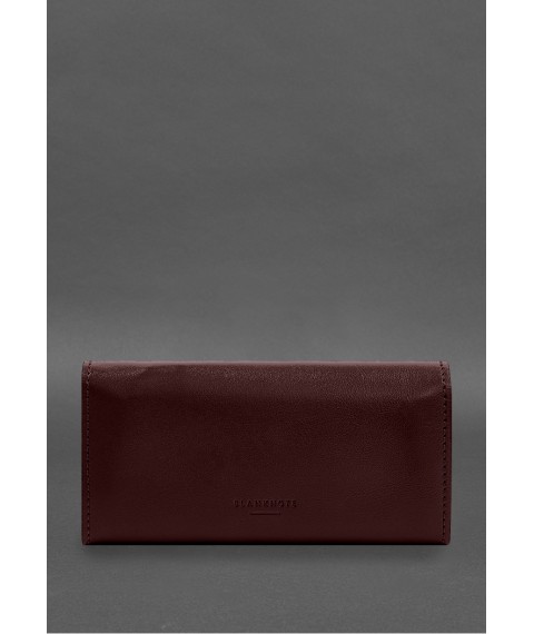 Leather clutch (purse) with button 5.0 Burgundy