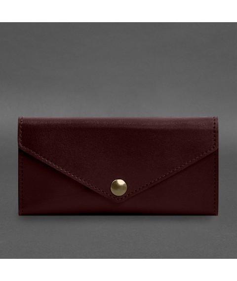 Leather clutch (purse) with button 5.0 Burgundy