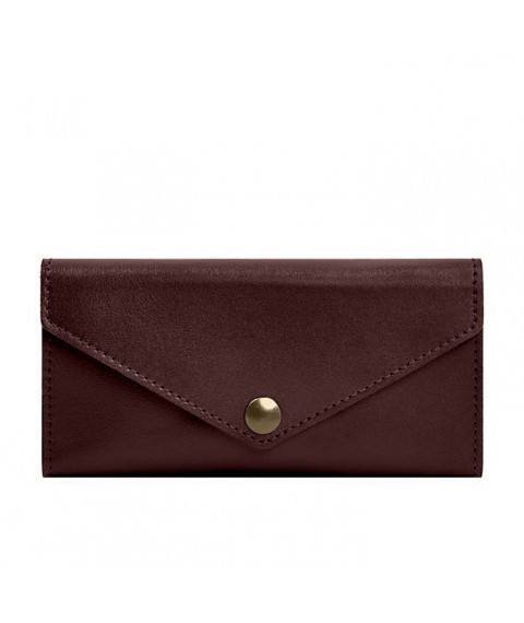 Leather clutch (purse) with button 5.0 Burgundy