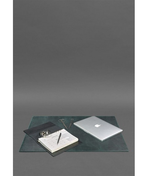 Overlay for the executive desk - Leather blotter 1.0 Green Crazy Horse