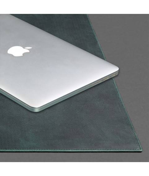 Overlay for the executive desk - Leather blotter 1.0 Green Crazy Horse
