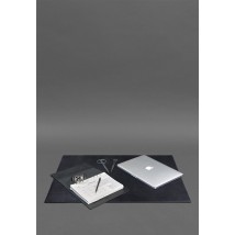 Executive desk overlay - Leather blotter 1.0 Dark blue Crazy Horse