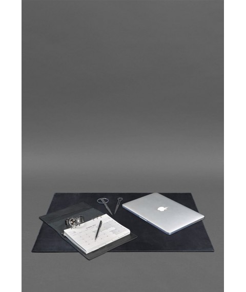 Executive desk overlay - Leather blotter 1.0 Dark blue Crazy Horse