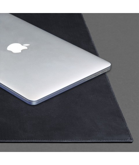 Executive desk overlay - Leather blotter 1.0 Dark blue Crazy Horse