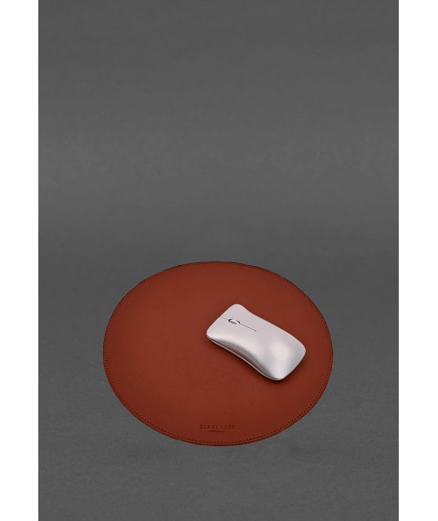 Round mouse pad made of genuine leather light brown crust