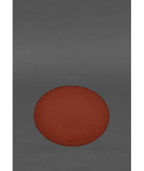 Round mouse pad made of genuine leather light brown crust