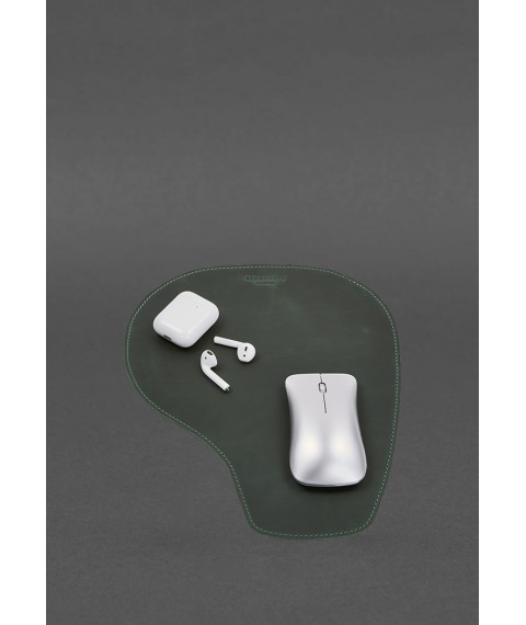 Mouse pad "Grushka" made of genuine leather green Crazy Horse