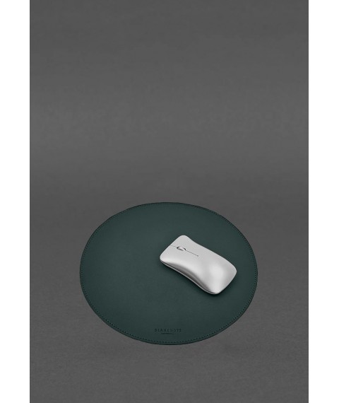 Round mouse pad made of genuine leather, green crust