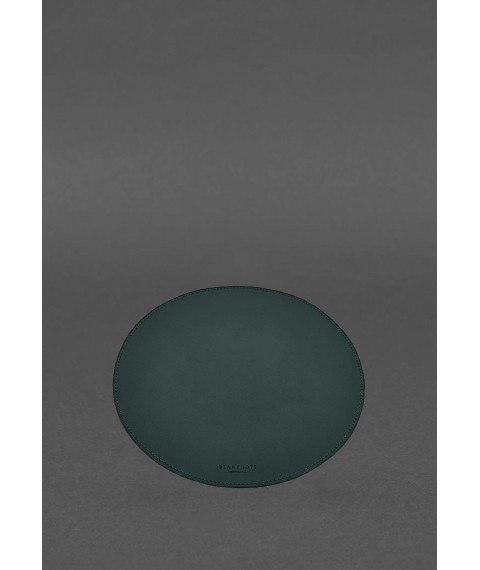 Круглий килимок для мишки з натуральної шкіри зелений краст