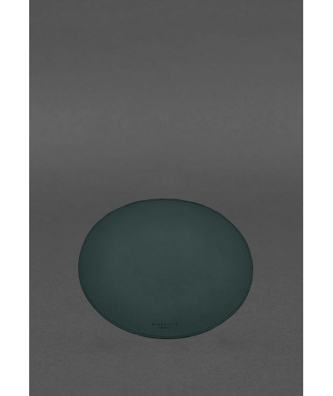 Round mouse pad made of genuine leather, green crust