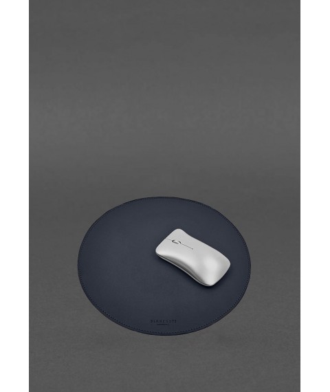 Round mouse pad made of genuine leather, blue crust