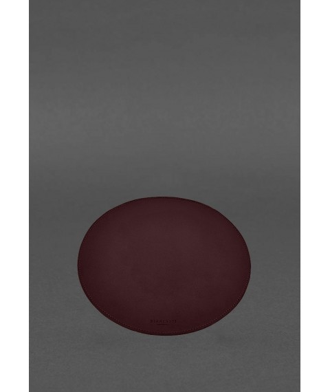 Round mouse pad made of genuine leather, burgundy crust
