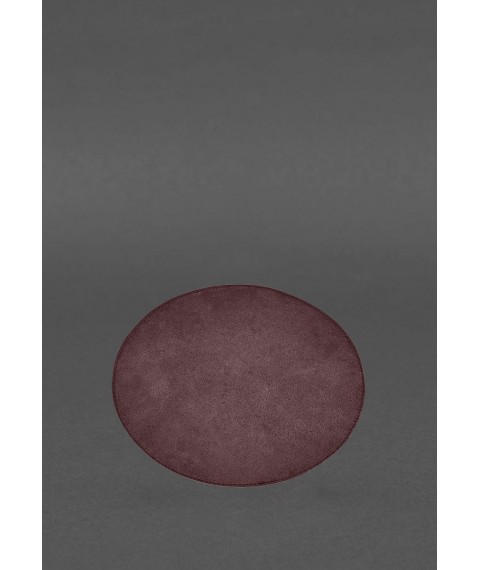 Round mouse pad made of genuine leather, burgundy crust