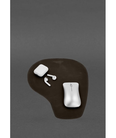 Mouse pad "Grushka" made of genuine leather dark brown Crazy Horse