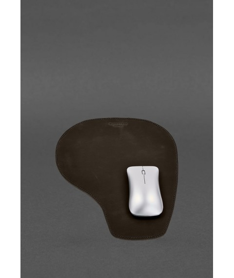 Mouse pad "Grushka" made of genuine leather dark brown Crazy Horse