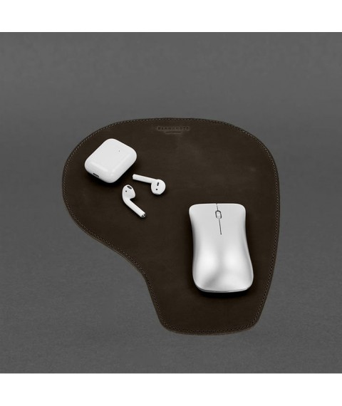 Mouse pad "Grushka" made of genuine leather dark brown Crazy Horse