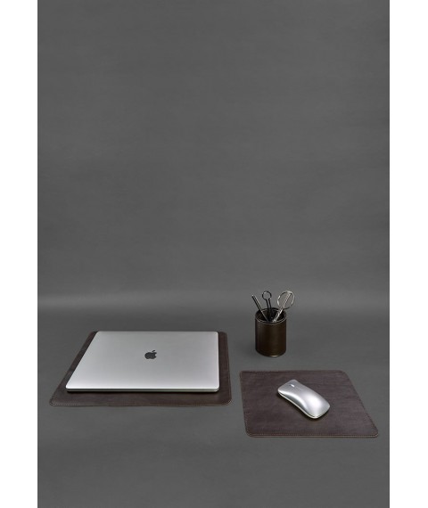 Desk set made of genuine leather 1.0 dark brown crust