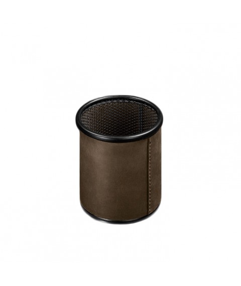 Glass for pens in a leather case dark brown Crazy Horse