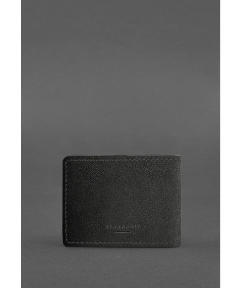 Leather cover for ID card of combat participant (UBD) Black