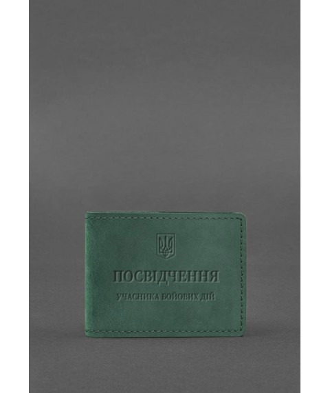 Leather cover for combat identification card (UCD) green Crazy Horse