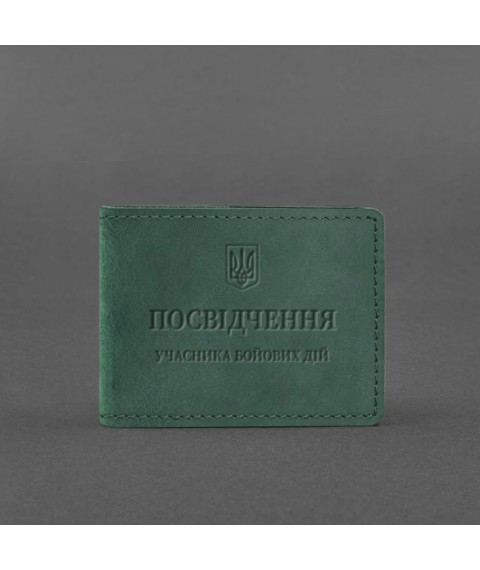 Leather cover for combat identification card (UCD) green Crazy Horse